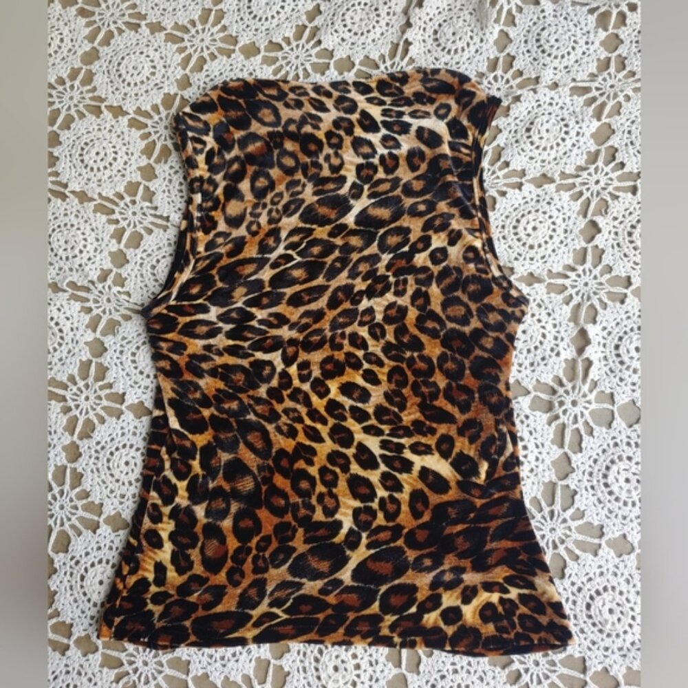 Cach Velvet Leopard Print Tank Top With Rhineston… - image 2